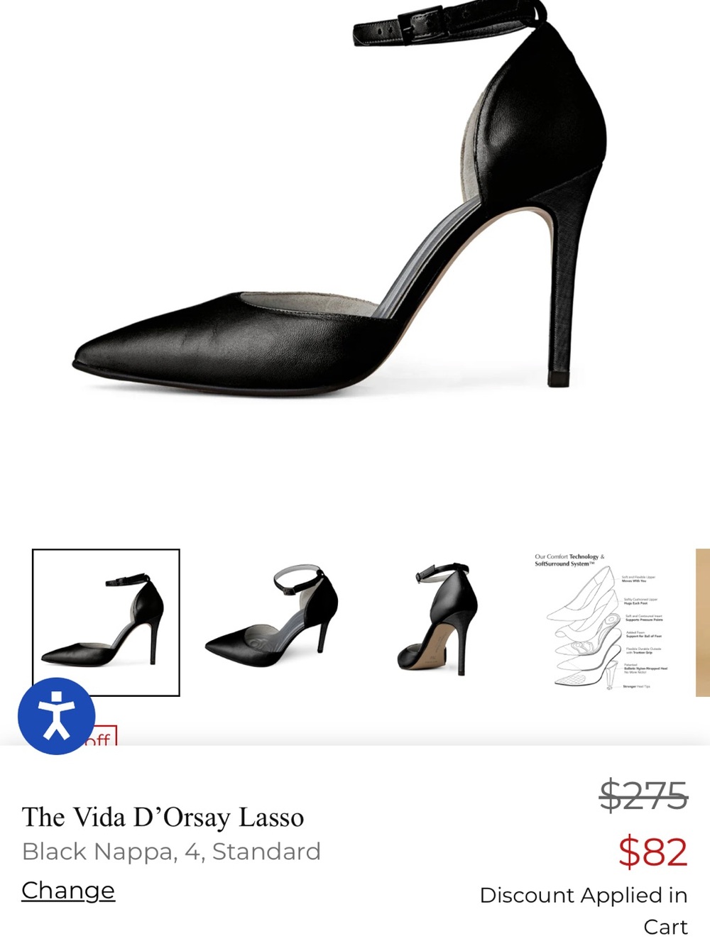 Vida D’Orsay Lasso Black Ankle-Strap Stiletto